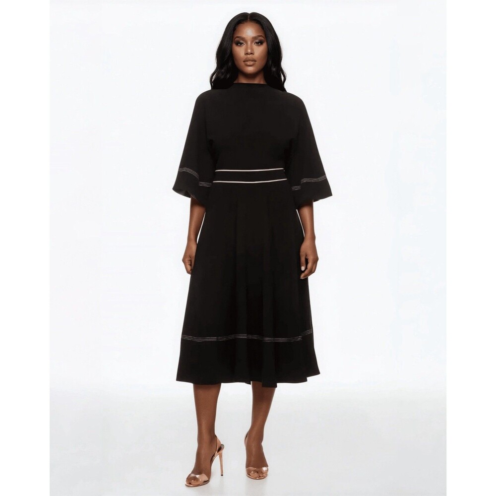 Roksanda Collective Back Tie Open Back Black Midi Dress